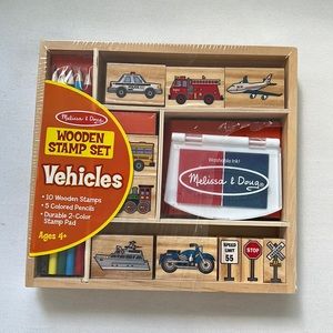 Melissa & Doug Vehicles Wooden Stamp Set